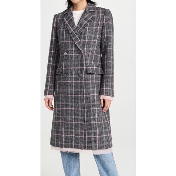 LoveShackFancy Plaid Double-Breasted Wool Coat – Size Large